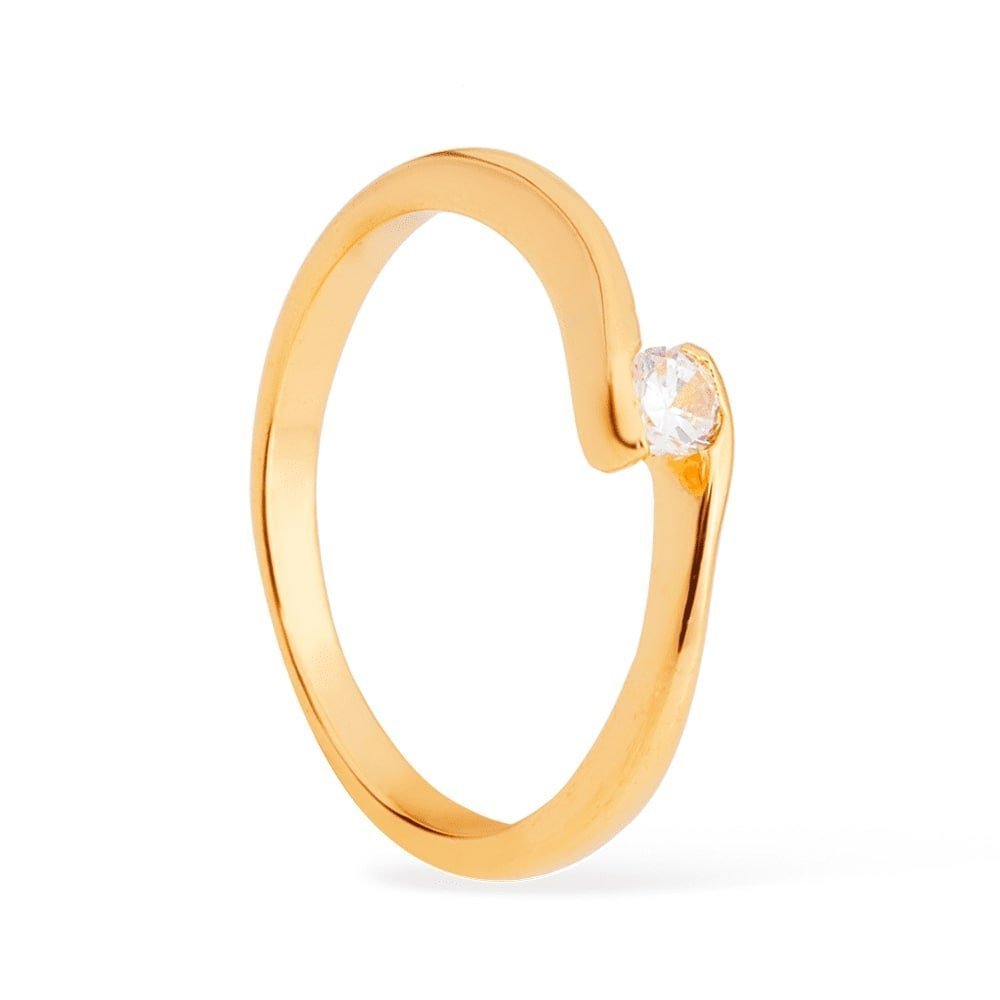Anel Solitário Ponto de Luz Zircônia Banhado a Ouro18k