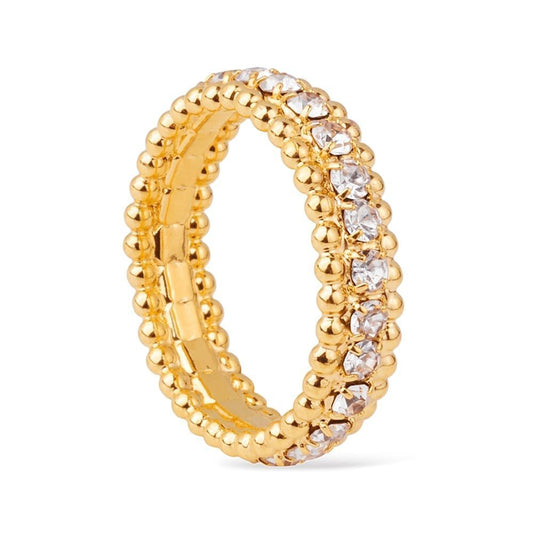 Anel Aparador Cravejado com Zircônias Banhado a Ouro18k