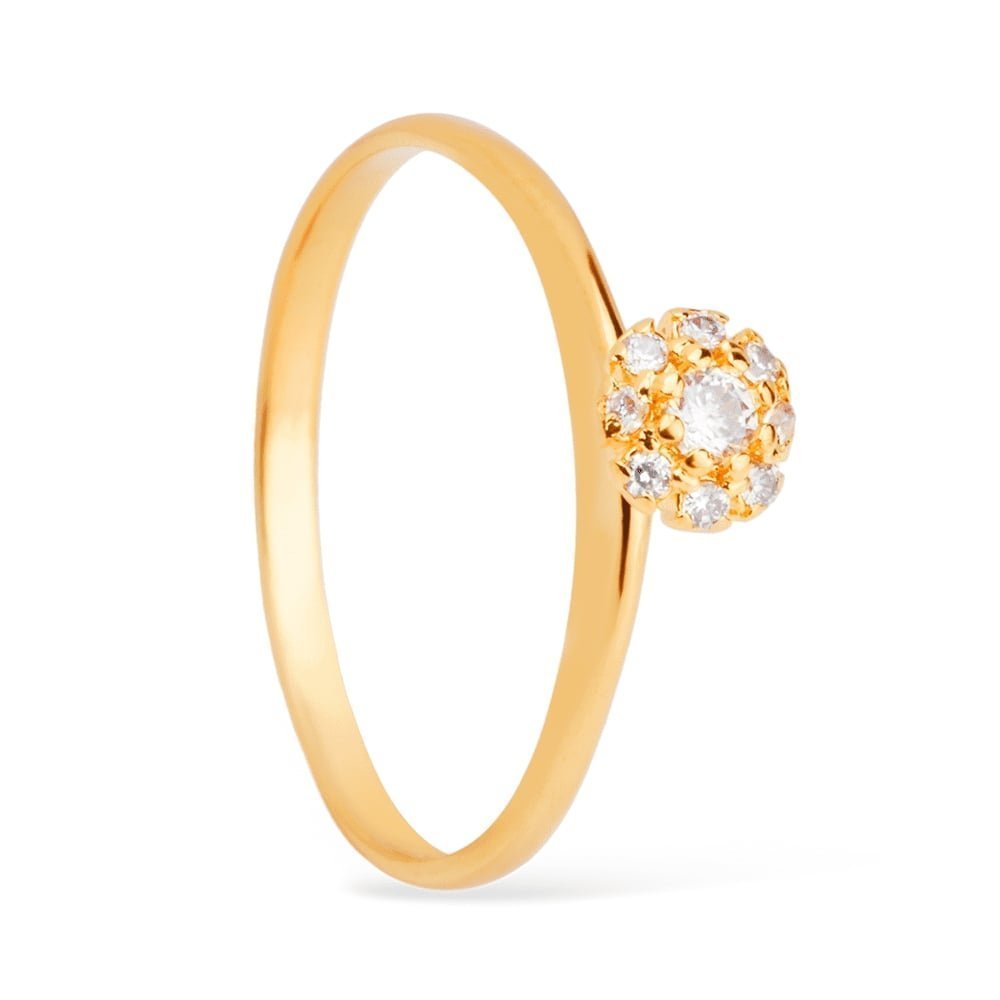 Anel com 9 Pedras de Zircônia Banhado a Ouro18k