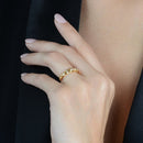 Anel Meia Aliança 5 Pedras de Zircônia Banhado a Ouro 18k