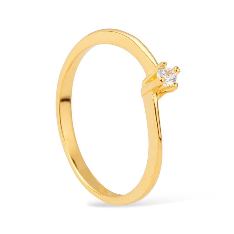 Anel Solitário com Zircônia Banhado a Ouro 18k