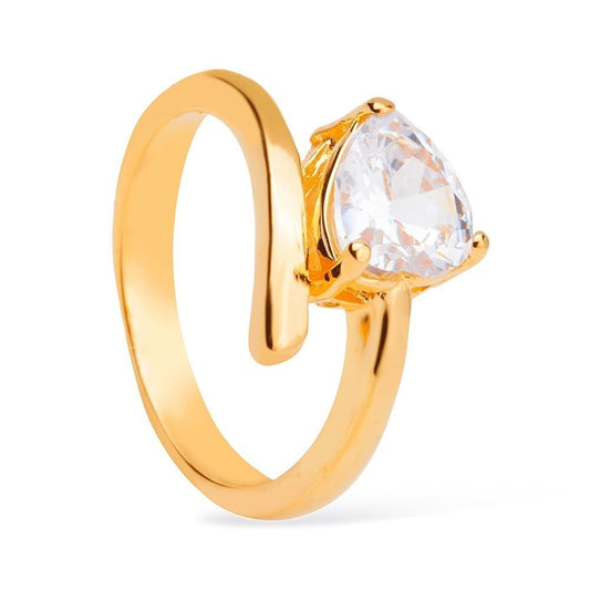 Anel Solitário Coração em Zircônia Banhado a Ouro18k