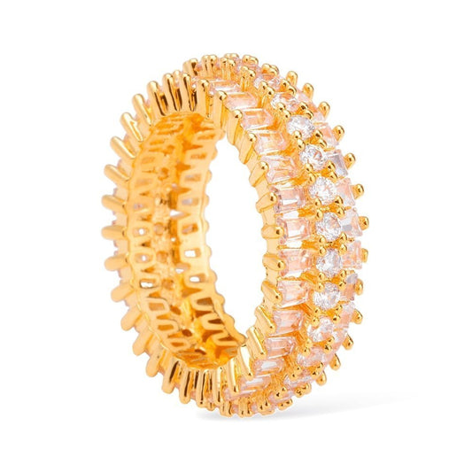 Anel Aparador Cravejado de Zircônia Banhado a Ouro18k