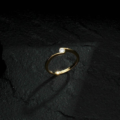 Anel Solitário Ponto de Luz Zircônia Banhado a Ouro18k