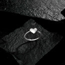 Anel falange Coração Banhado a Ródio Branco