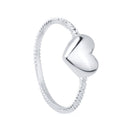 Anel falange Coração Banhado a Ródio Branco