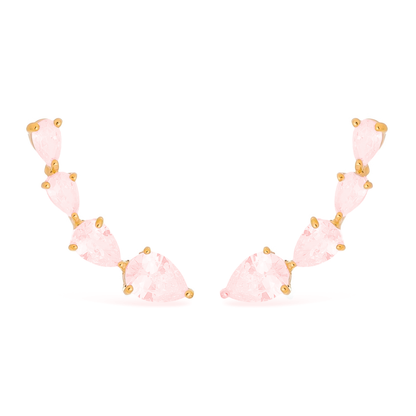 Brinco Dourado Ear Cuff Rosa Gota