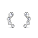 Brinco Prateado com 4 Pontos de Luz em Zircônia