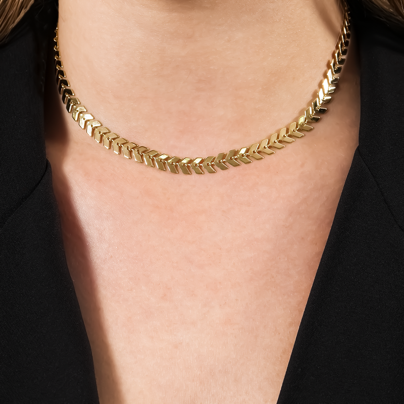 Colar Dourado Chocker Escama