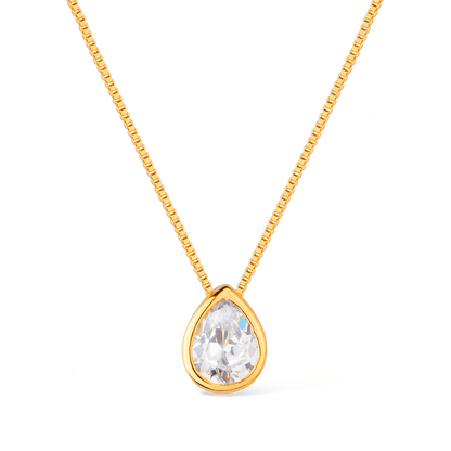 Colar Dourado de Gota em Zircônia