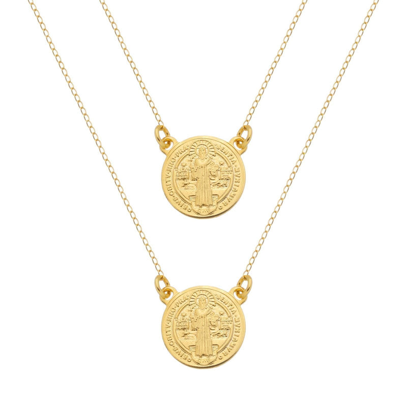 Escapulário Dourado Masculino Redondo São Bento